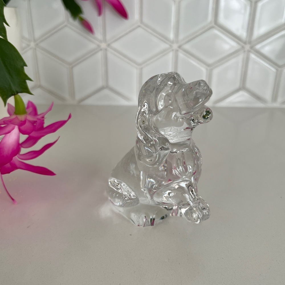 VINTAGE Princess House Pets Clear 24% Lead Crystal Figurine Seated Spaniel Dog
